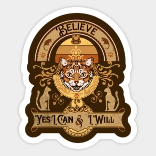 Believe Yes I can and I will Tiger Motivation Sticker